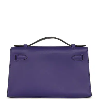 HERMÈS Hermes Kelly Pochette Purple Swift Palladium Hardware | Thumbnail 4
