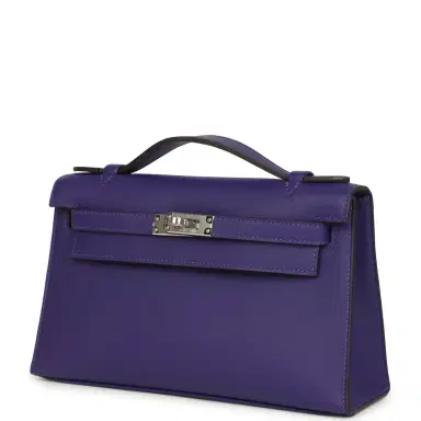 HERMÈS Hermes Kelly Pochette Purple Swift Palladium Hardware | Thumbnail 5