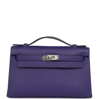 HERMÈS Hermes Kelly Pochette Purple Swift Palladium Hardware | Thumbnail 1