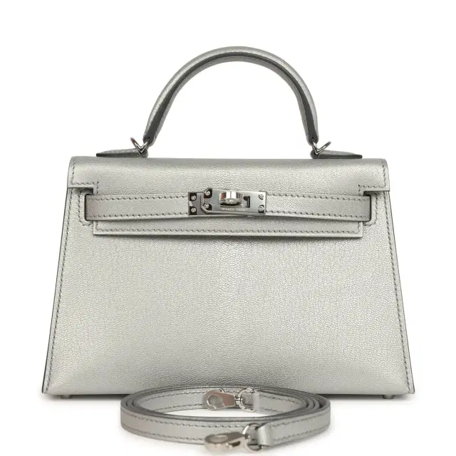 HERMÈS Hermes Kelly Sellier 20 Argent Chevre Chamkilight Palladium Hardware