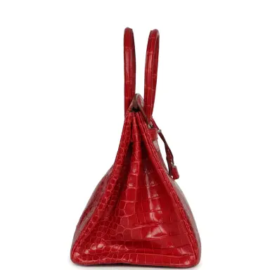 HERMÈS Pre-owned Hermes Birkin 35 Braise Shiny Porosus Crocodile Palladium Hardware | Thumbnail 3 HERMÈS Pre-owned Hermes Birkin 35 Braise Shiny Porosus Crocodile Palladium Hardware | Thumbnail 3