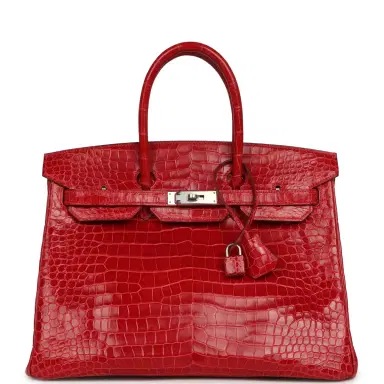 HERMÈS Pre-owned Hermes Birkin 35 Braise Shiny Porosus Crocodile Palladium Hardware | Thumbnail 1 HERMÈS Pre-owned Hermes Birkin 35 Braise Shiny Porosus Crocodile Palladium Hardware | Thumbnail 1
