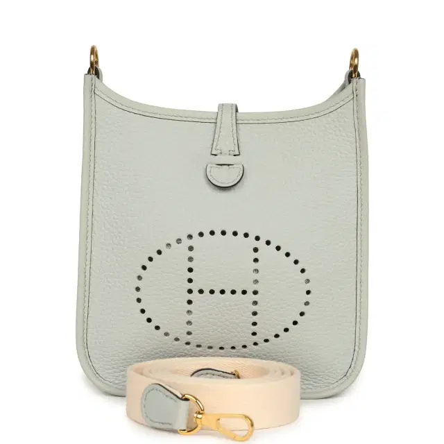 HERMÈS Pre-owned Hermes Evelyne TPM Bleu Pale Clemence Gold Hardware