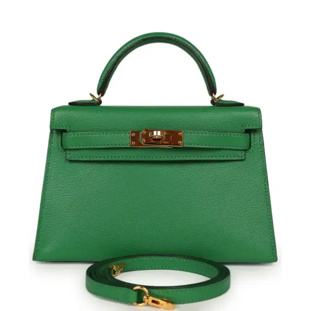 HERMÈS Pre-owned Hermes Kelly Sellier 20 Bambou Chevre Mysore Gold Hardware