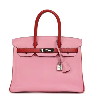 HERMÈS Pre-owned Hermes Special Order (HSS) Birkin 30 Bubblegum Pink, Rouge Casaque Chevre Mysore Palladium Hardware | Thumbnail 1 HERMÈS Pre-owned Hermes Special Order (HSS) Birkin 30 Bubblegum Pink, Rouge Casaque Chevre Mysore Palladium Hardware | Thumbnail 1