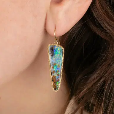 Amáli Amáli One of a Kind 18K Yellow Gold Boulder Opal Drop Earrings by The Solist | Thumbnail 2 Amáli Amáli One of a Kind 18K Yellow Gold Boulder Opal Drop Earrings by The Solist | Thumbnail 2