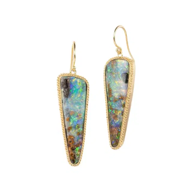 Amáli Amáli One of a Kind 18K Yellow Gold Boulder Opal Drop Earrings by The Solist