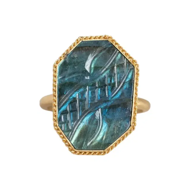 Amáli Amáli One of a Kind 18K Yellow Gold Labradorite Statement Ring Sz. 7 by The Solist