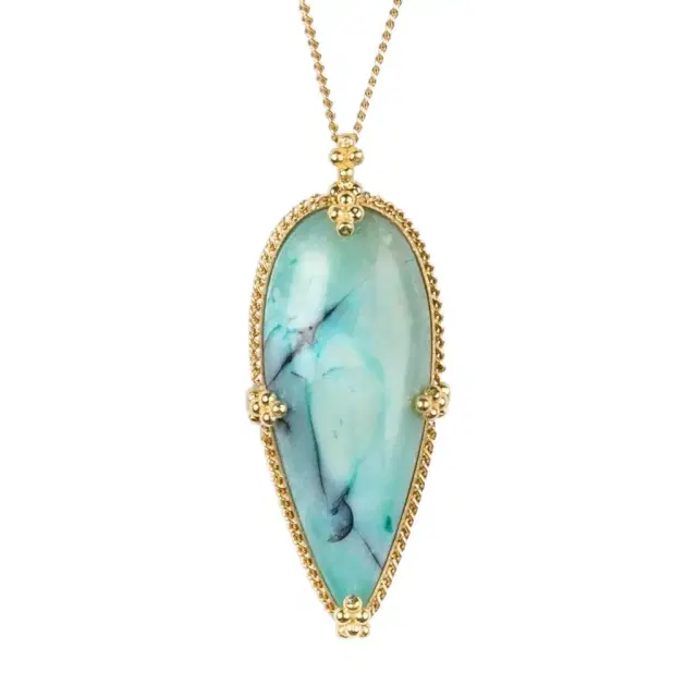 Amáli Amáli One of a Kind 18K Yellow Gold Opal Petrified Wood Pendant Necklace by The Solist