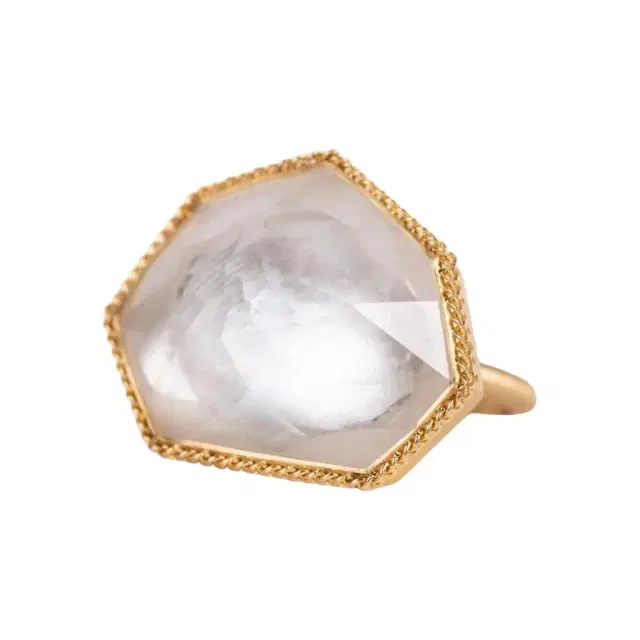 Amáli Amáli One of a Kind 18K Yellow Gold Rock Crystal Statement Ring Sz. 7.75 by The Solist