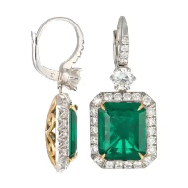 DIANA M. JEWELS Diana M. Jewels 18K White & Yellow Gold Emerald & Diamond Drop Earrings by The Solist | Thumbnail 1