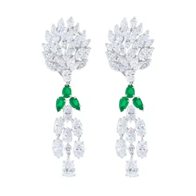 DIANA M. JEWELS Diana M. Jewels 18K White Gold Emerald & Diamond Chandelier Earrings by The Solist | Thumbnail 1