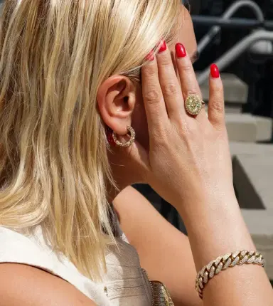 DIANA M. JEWELS Diana M. Jewels 18K Yellow Gold Diamond Inside-Out Hoop Earrings by The Solist | Thumbnail 2