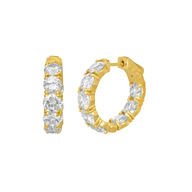 DIANA M. JEWELS Diana M. Jewels 18K Yellow Gold Diamond Inside-Out Hoop Earrings by The Solist