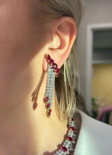 DIANA M. JEWELS Diana M. Jewels Platinum & 18K Yellow Gold Ruby Diamond Chandelier Earrings by The Solist | Thumbnail 2