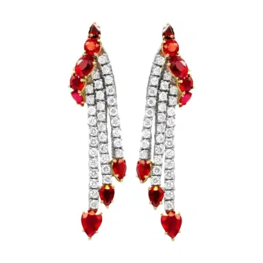 DIANA M. JEWELS Diana M. Jewels Platinum & 18K Yellow Gold Ruby Diamond Chandelier Earrings by The Solist | Thumbnail 1