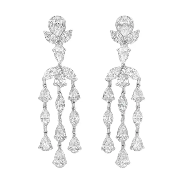 DIANA M. JEWELS Diana M. Jewels Platinum Diamond Chandelier Earrings by The Solist