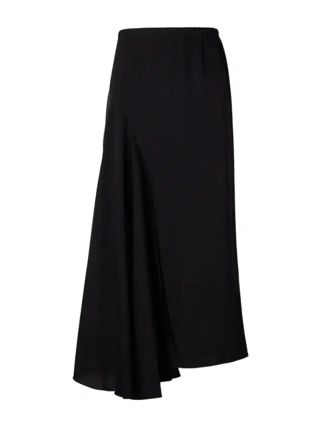 Tria Asymmetric Duchesse-satin Midi Skirt