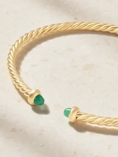 David Yurman icro Cablespira Flex 18-karat Gold Emerald Bangle | Thumbnail 3 David Yurman icro Cablespira Flex 18-karat Gold Emerald Bangle | Thumbnail 3