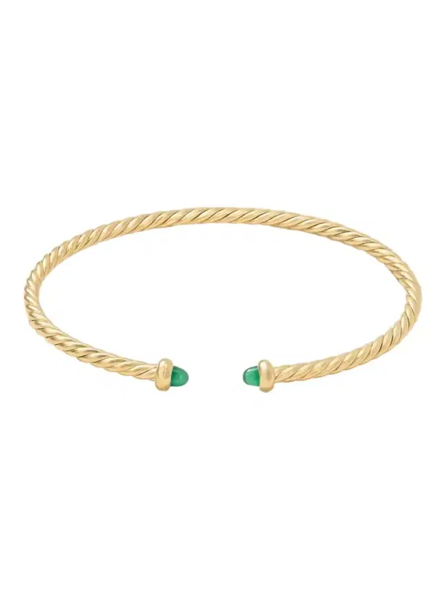 David Yurman icro Cablespira Flex 18-karat Gold Emerald Bangle