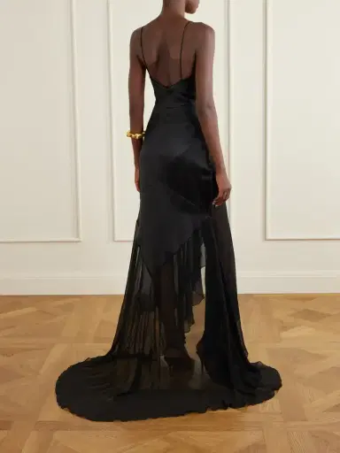Alex Perry Paneled Silk-satin And Georgette Gown | Thumbnail 3 Alex Perry Paneled Silk-satin And Georgette Gown | Thumbnail 3