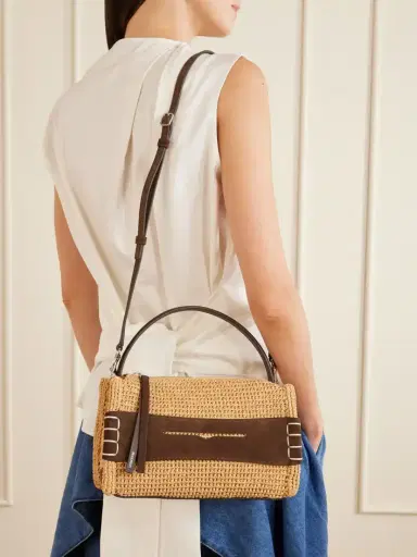 JW Anderson Loafer Crocheted Suede-trimmed Raffia Shoulder Bag | Thumbnail 2 JW Anderson Loafer Crocheted Suede-trimmed Raffia Shoulder Bag | Thumbnail 2