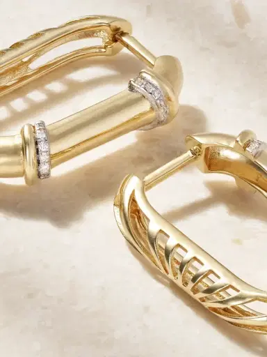 L’Atelier Nawbar Boeuy Lock 18-karat Gold Diamond Hoop Earrings | Thumbnail 3 L’Atelier Nawbar Boeuy Lock 18-karat Gold Diamond Hoop Earrings | Thumbnail 3