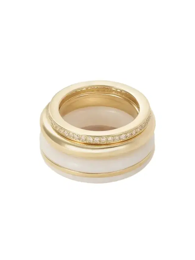 Set Of A Three 14-karat Recycled Gold, Diamond And Agate Rings