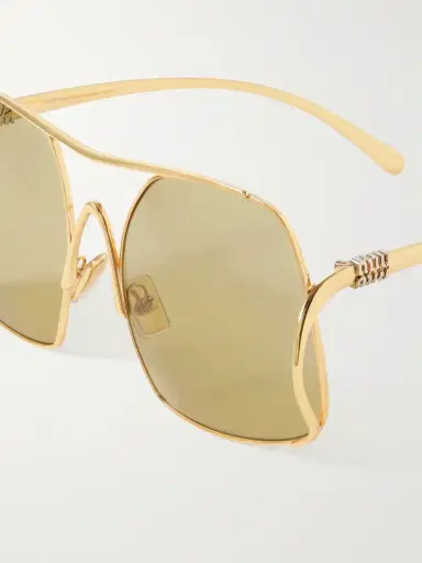 Miu Miu Eyewear Square-frame Gold-tone Sunglasses | Thumbnail 4 Miu Miu Eyewear Square-frame Gold-tone Sunglasses | Thumbnail 4