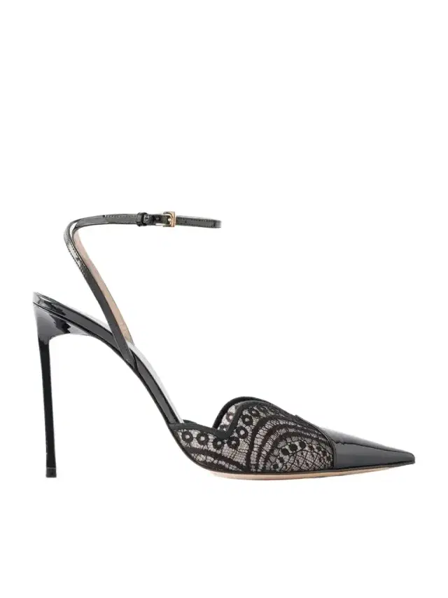 105 Lace And Patent-leather-trimmed Pumps