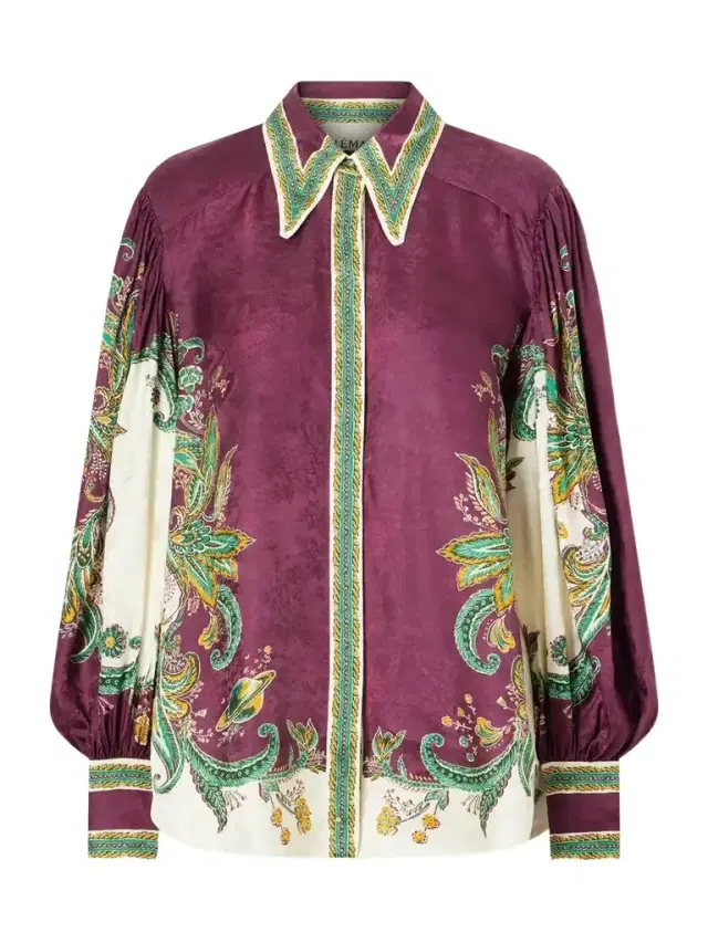 ALÉMAIS Ruthie Floral-print Satin-jacquard Shirt