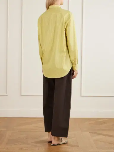LESET Yoshi Striped Cotton And Lyocell-blend Poplin Shirt | Thumbnail 3