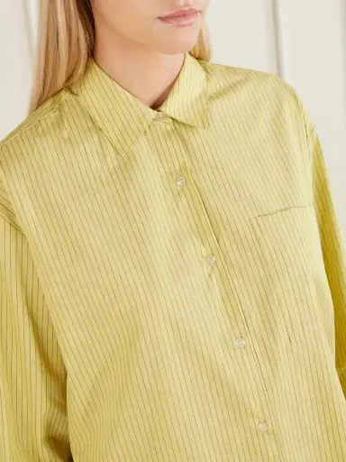 LESET Yoshi Striped Cotton And Lyocell-blend Poplin Shirt | Thumbnail 4