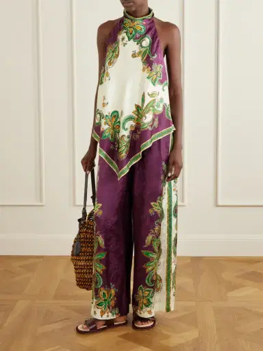 ALÉMAIS Ruthie Floral-print Satin-jacquard Halterneck Top | Thumbnail 2 ALÉMAIS Ruthie Floral-print Satin-jacquard Halterneck Top | Thumbnail 2