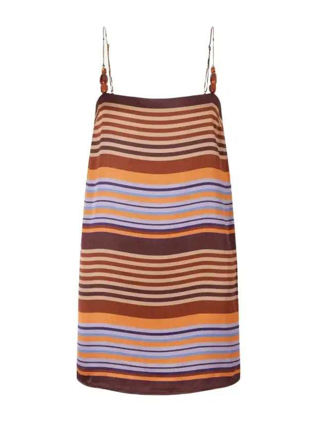Faithfull Estrella Embellished Striped Crepe Mini Dress