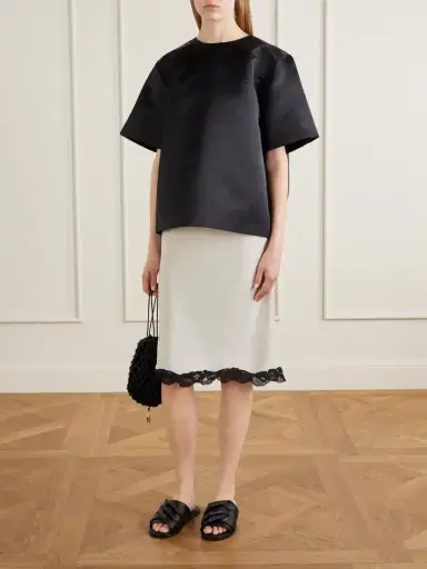 Maria McManus Lace-trimmed Satin Midi Skirt | Thumbnail 2 Maria McManus Lace-trimmed Satin Midi Skirt | Thumbnail 2