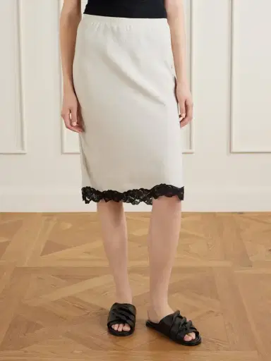 Maria McManus Lace-trimmed Satin Midi Skirt | Thumbnail 3 Maria McManus Lace-trimmed Satin Midi Skirt | Thumbnail 3