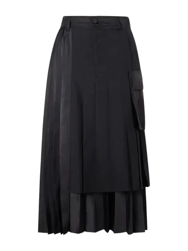 Sacai Pleated Twill And Shell Midi Skirt