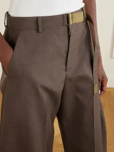 Sacai Pleated Belted Twill Wide-leg Pants | Thumbnail 5