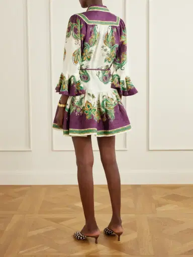 ALÉMAIS Ruthie Belted Ruffled Floral-print Linen Midi Dress | Thumbnail 3