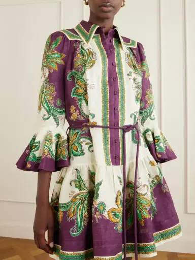ALÉMAIS Ruthie Belted Ruffled Floral-print Linen Midi Dress | Thumbnail 4
