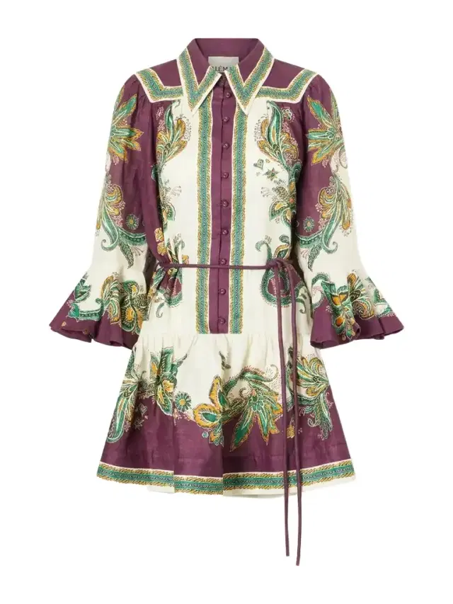 ALÉMAIS Ruthie Belted Ruffled Floral-print Linen Midi Dress