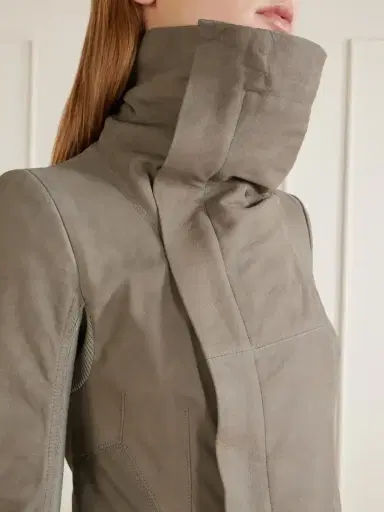 Rick Owens Virgin Wool-trimmed Suede Biker Jacket | Thumbnail 4 Rick Owens Virgin Wool-trimmed Suede Biker Jacket | Thumbnail 4