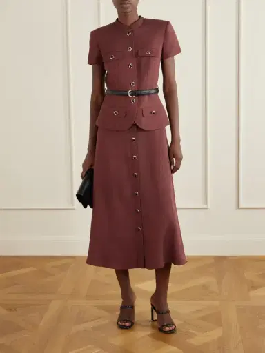 Self-Portrait Belted Peplum Midi Dress | Thumbnail 2 Self-Portrait Belted Peplum Midi Dress | Thumbnail 2