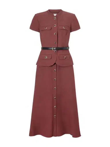 Self-Portrait Belted Peplum Midi Dress | Thumbnail 1 Self-Portrait Belted Peplum Midi Dress | Thumbnail 1