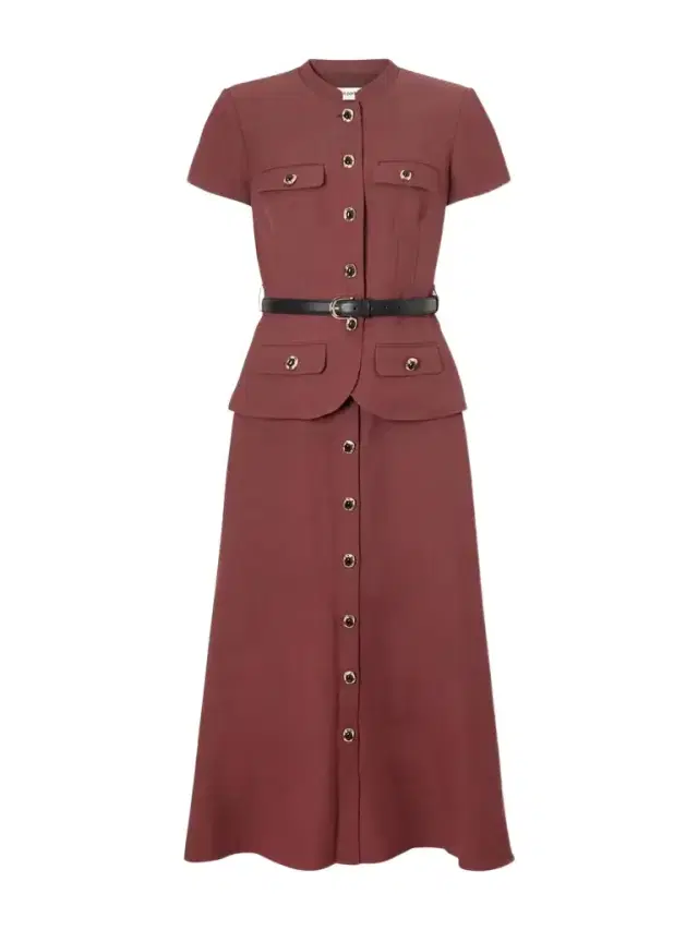 Self-Portrait Belted Peplum Midi Dress
