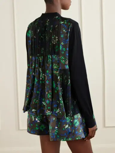 Sacai Layered Floral-print Mesh-trimmed Cotton Cardigan | Thumbnail 3 Sacai Layered Floral-print Mesh-trimmed Cotton Cardigan | Thumbnail 3
