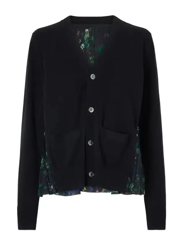 Sacai Layered Floral-print Mesh-trimmed Cotton Cardigan