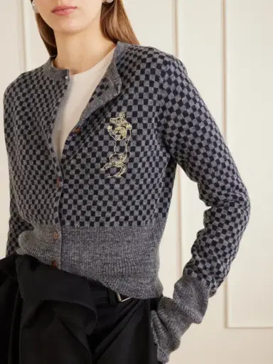 Vivienne Westwood Checkmate Logo-embroidered Alpaca, Cotton And Wool-blend Cardigan | Thumbnail 5 Vivienne Westwood Checkmate Logo-embroidered Alpaca, Cotton And Wool-blend Cardigan | Thumbnail 5
