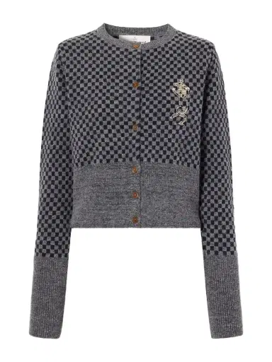 Vivienne Westwood Checkmate Logo-embroidered Alpaca, Cotton And Wool-blend Cardigan | Thumbnail 1 Vivienne Westwood Checkmate Logo-embroidered Alpaca, Cotton And Wool-blend Cardigan | Thumbnail 1